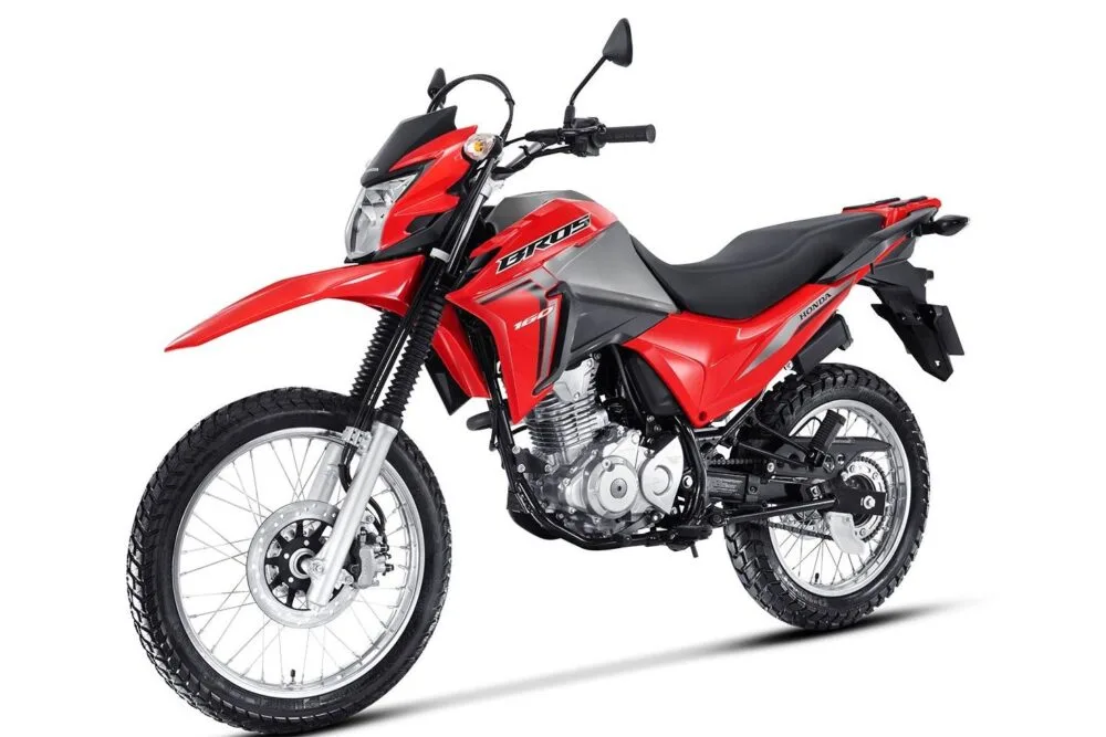 honda bros 160 2022 vermelha frontal lateral esquerda